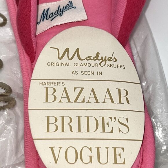 NIB 2 Pairs of Women’s VTG Madye’s Slippers w/Velvet-Satin Accent Green/Pink 7-8 - Picture 8 of 16